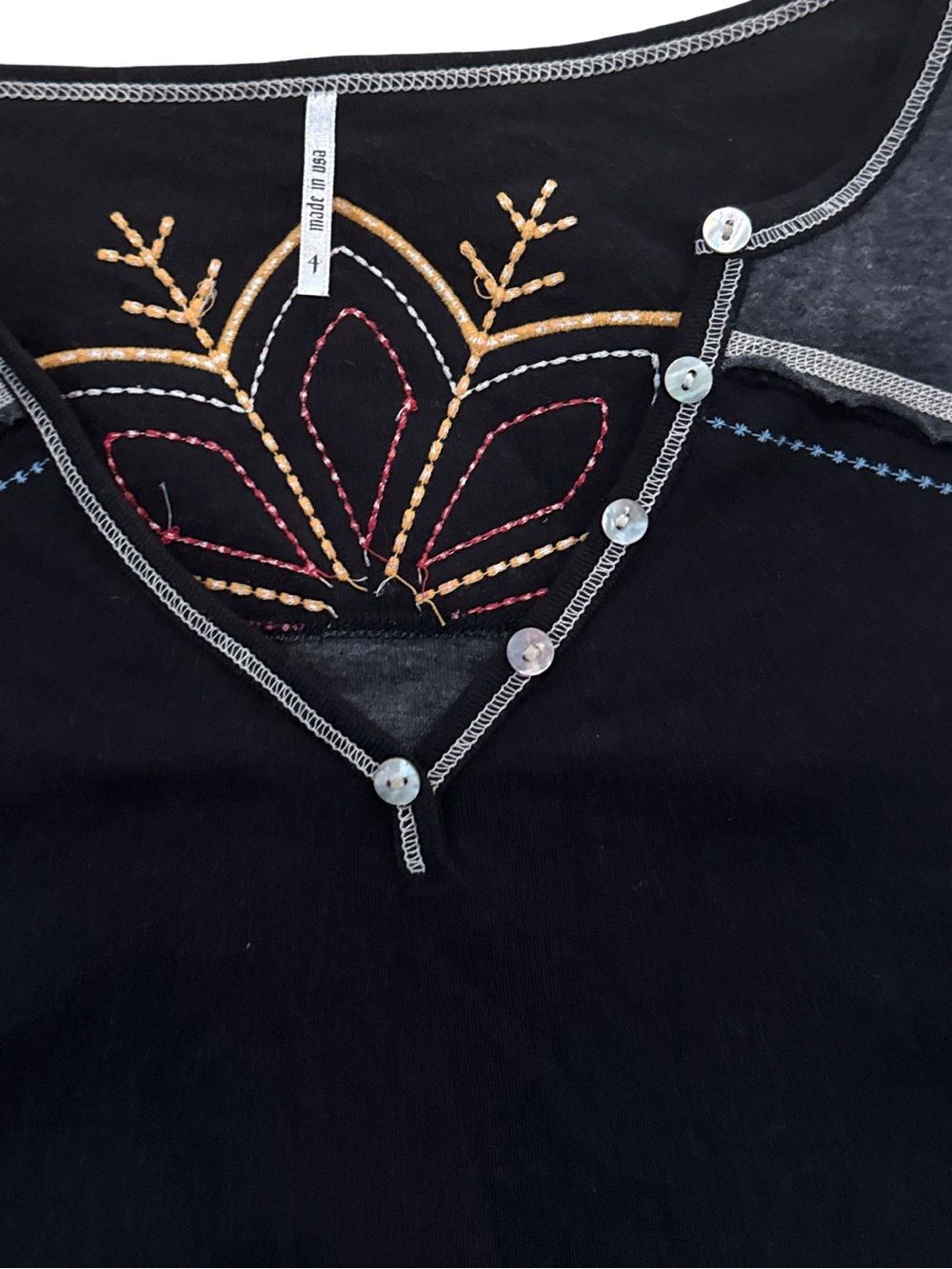 Alp N Rock Womens LARGE Black Embroidered Long Sleeve Henley Ski Stowe Thermal - Picture 3 of 9